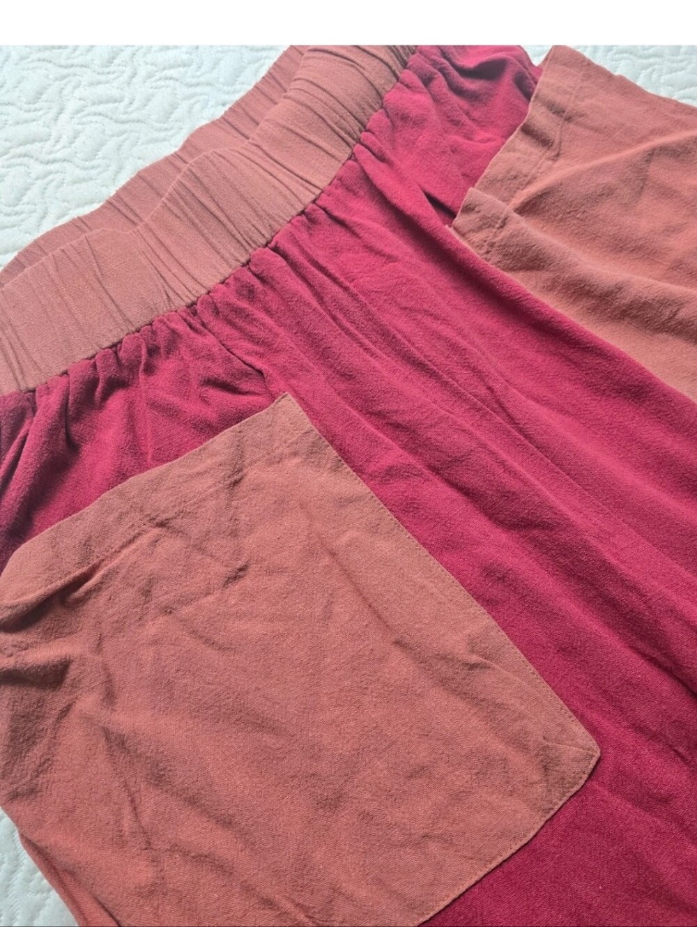 Three Bird Nest Wide Leg Pants Women’s L Red Rust Linen Blend Boho - Picture 5 of 5